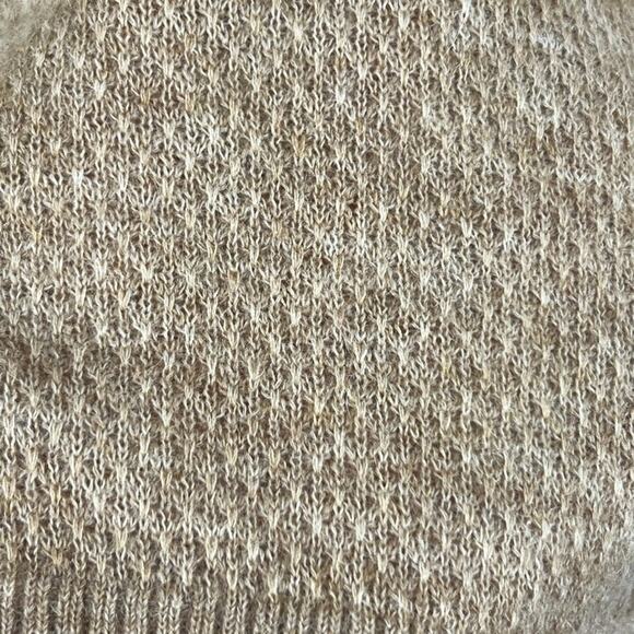 Quince Wool Sweater Women's L Brown Camel Baby Alpaca-Wool Diamond Stitch Crew - Picture 3 of 8